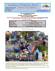 Sunbury Primary News Sunbury Primary School April 30thEdition 12