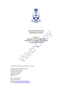 University of Toronto Policy on Access to Information and Protection of Privacy
