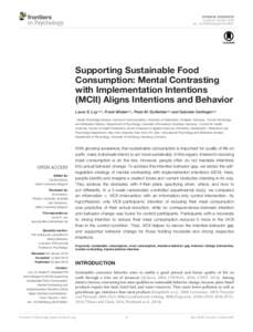Supporting Sustainable Food Consumption: Mental Contrasting with Implementation Intentions (MCII) Aligns Intentions and Behavior
