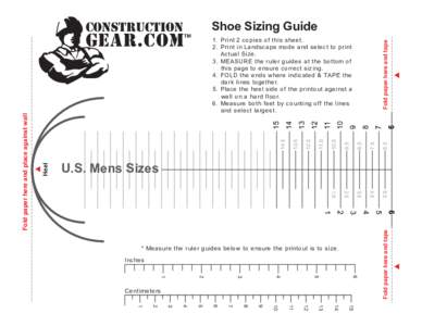 Shoe Sizing Guide  construction Fold paper here and tape