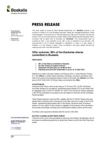 This press release is issued by Royal Boskalis Westminster N