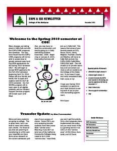 EOPS & SSS NEWSLETTER College of the Siskiyous December[removed]Welcome to the Spring 2010 semester at