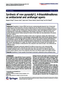 Synthesis of new pyrazolyl-2, 4-thiazolidinediones as antibacterial and antifungal agents