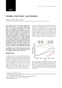 Gut and Liver, Vol. 4, No. 2, June 2010, pp[removed]Review Hereditary Colon Cancer: Lynch Syndrome Eunjeong Jang and Daniel C. Chung