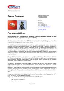 eagleyard Photonics GmbH Rudower ChausseeBerlin/Germany Press Release