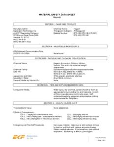 MATERIAL SAFETY DATA SHEET Heparin SECTION I – NAME AND PRODUCT Manufactured for: Separation Technology, Inc. An EKF Diagnostics Company