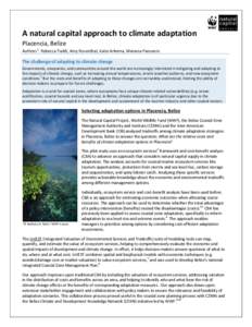A natural capital approach to climate adaptation Placencia, Belize Authors1: Rebecca Traldi, Amy Rosenthal, Katie Arkema, Mariana Panuncio The challenge of adapting to climate change Governments, companies, and communiti
