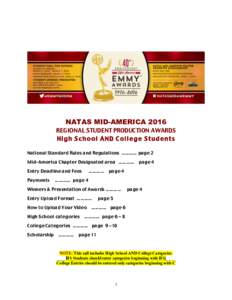  NATAS MID-AMERICA 2016 REGIONAL STUDENT PRODUCTION AWARDS