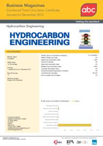 Business Magazines Combined Total Circulation Certificate January to December 2015 Setting the standard  Hydrocarbon Engineering