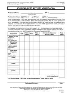 NH Department of Health and Human Services (DHHS) NH Employment Program (NHEP) Form NHEP267 10/17