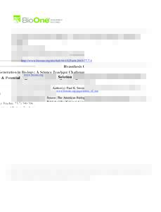 Hypothesis Generation in Biology: A Science Teaching Challenge & Potential Solution Author(s): Paul K. Strode Source: The American Biology Teacher, 77(7):Published By: National Association of Biology Teachers UR