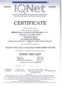 ®  THE INTERNATIONAL CERTIFICATION NE1WORK CERTIFICATE IQNet and Quality Austria