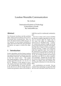 Lossless Wearable Communication Ike Antkare International Institute of Technology United Slates of Earth 