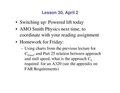 Lesson 30, April 2  • Switching up: Powered lift today
