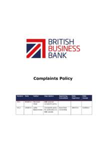 Complaints Policy  Version Date
