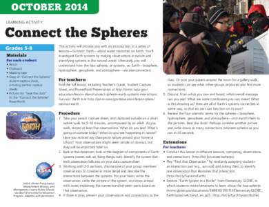 OCTOBER 2014 LEARNING ACTIVITY: Connect the Spheres Grades 5-8 XXXX