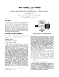 “Roto-Rooting” your Router: Solution against New Potential DoS Attacks on Modern Routers Danai Chasaki Department of Electrical and Computer Engineering University of Massachusetts, Amherst, MA, USA