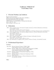 Guillaume THIBAULT Curriculum Vitae 1  Present Position and Address