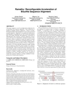 Ramethy: Reconfigurable Acceleration of Bisulfite Sequence Alignment James Arram Wayne Luk