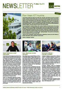 NEWSLETTER  9th edition | May 2014 Five Years IST Austria