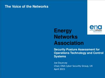 The Voice of the Networks  Energy Networks Energy Association