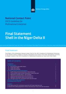 National Contact Point OECD Guidelines for Multinational Enterprises Final Statement Shell in the Niger Delta II
