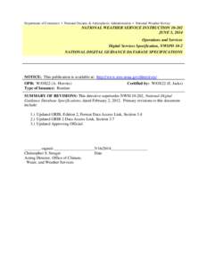 Department of Commerce • National Oceanic & Atmospheric Administration • National Weather Service  NATIONAL WEATHER SERVICE INSTRUCTION[removed]JUNE 5, 2014 Operations and Services Digital Services Specification, NWSP