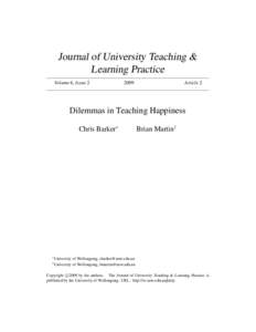 Journal of University Teaching & Learning Practice Volume 6, Issue