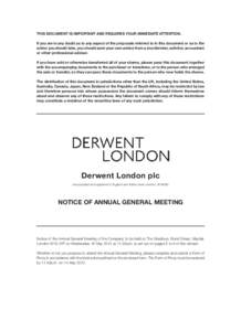 Derwent Circular_Layout[removed]:33 Page 1  THIS DOCUMENT IS IMPORTANT AND REQUIRES YOUR IMMEDIATE ATTENTION. If you are in any doubt as to any aspect of the proposals referred to in this document or as to the act