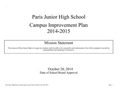 .  Paris Junior High School Campus Improvement PlanMission Statement