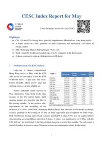 CESC Index Report for May China Exchanges Services Co Ltd (CESC) Highlights 