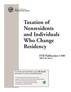 State of California  Franchise Tax Board Taxation of Nonresidents