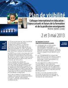 Plan de visibilité Colloque international en éducation : Enjeux actuels et futurs de la formation