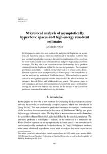 Inside Out II MSRI Publications Volume 60, 2012 Microlocal analysis of asymptotically hyperbolic spaces and high-energy resolvent