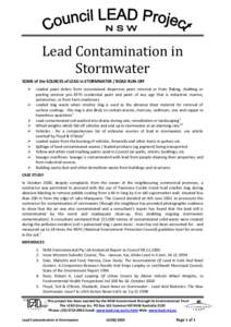 Lead Contamination in Stormwater SOME of the SOURCES of LEAD in STORMWATER / ROAD RUN-OFF   