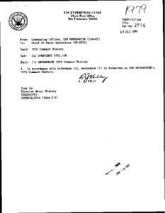 USS ENTERPRISE CVN65 Fleet Post Office San Francieco[removed]DEC 1980 From: