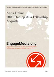 Anna Helme – Dunlop Asia Fellowship Acquittal  Page.1 Table of Contents 1. Introduction .................................................................................................................................