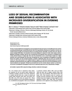 LOSS OF SEXUAL RECOMBINATION AND SEGREGATION IS ASSOCIATED WITH INCREASED DIVERSIFICATION IN EVENING PRIMROSES