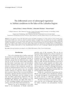 The differential cover vegetation vs. habitat conditions in the lakes of the Lubuskie Region Limnological Review 7, of