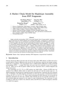 162  Genome Informatics 17(2): 162{A Markov Chain Model for Haplotype Assembly from SNP Fragments