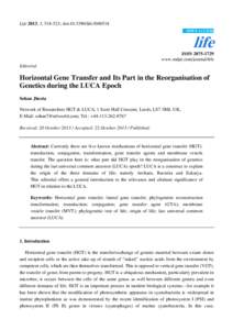 Horizontal Gene Transfer and Its Part in the Reorganisation of Genetics during the LUCA Epoch