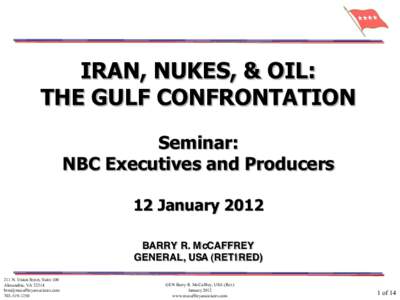    IRAN,  NUKES,  &  OIL:   THE  GULF  CONFRONTATION      Seminar:  