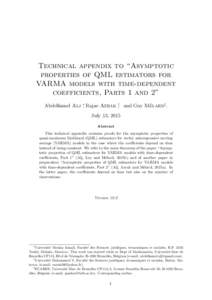 Technical appendix to “Asymptotic properties of QML estimators for VARMA models with time-dependent coefficients, Parts 1 and 2” ´lard‡. Abdelkamel Alj ∗, Rajae Azrak †, and Guy Me
