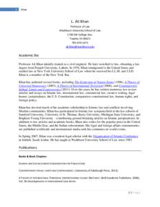 Resume[removed]L. Ali Khan - Washburn University School of Law