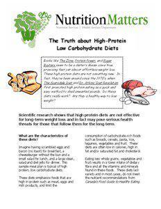The Truth about High-Protein Low Carbohydrate Diets Books like The Zone, Protein Power, and Sugar