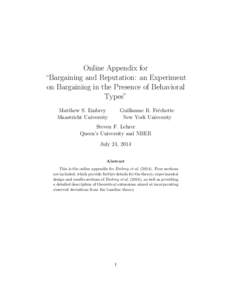 Online Appendix for “Bargaining and Reputation: an Experiment on Bargaining in the Presence of Behavioral Types” Matthew S. Embrey Maastricht University
