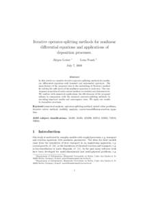 Iterative operator-splitting methods for nonlinear differential equations and applications of deposition processes