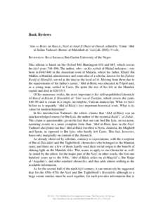 Book Reviews ‘ABD AL-BA≠SIT¸ IBN KHAL |L, Nayl al-Amal f| Dhayl al-Duwal, edited by ‘Umar ‘Abd al-Sala≠m Tadmur| (Beirut: al-Maktabah al-‘As˝r|yah, [removed]vols. REVIEWED BY BOAZ SHOSHAN, Ben Gurion Univer