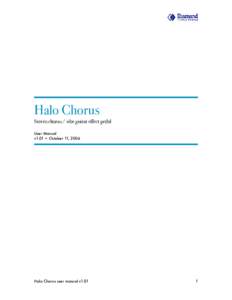 !  Halo Chorus Stereo chorus / vibe guitar effect pedal User Manual v1.01 • October 11, 2006