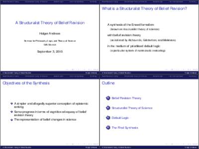 Belief Revision Theory  Structuralist Theory of Science Default Logic